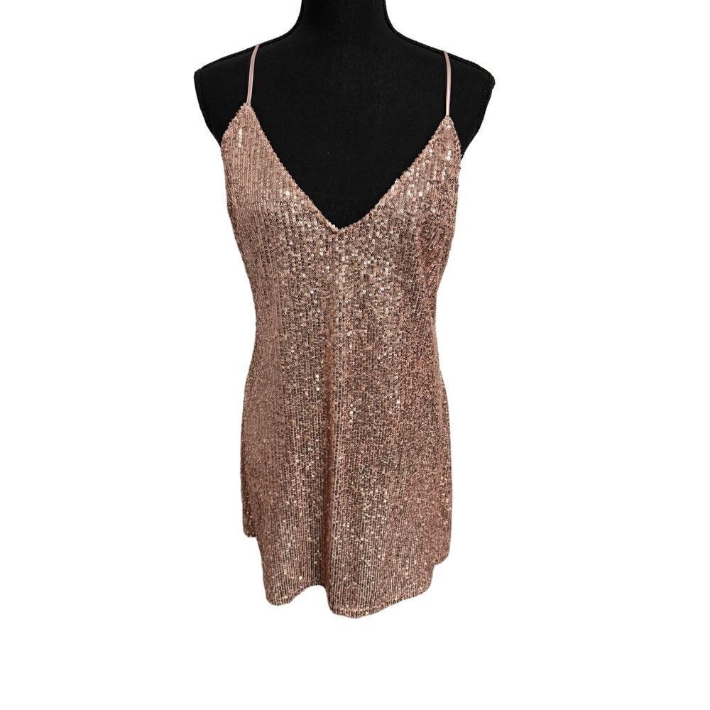 Victoria's Secret | Rose Sequin short and lined cocktail dress | size large